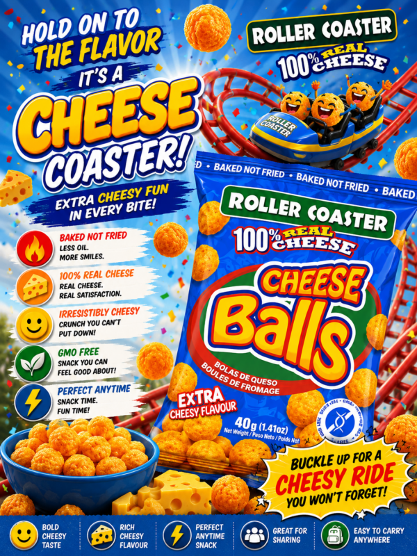 Roller Coaster Real Cheese Balls 40 grams X 12 units  X 4 packs