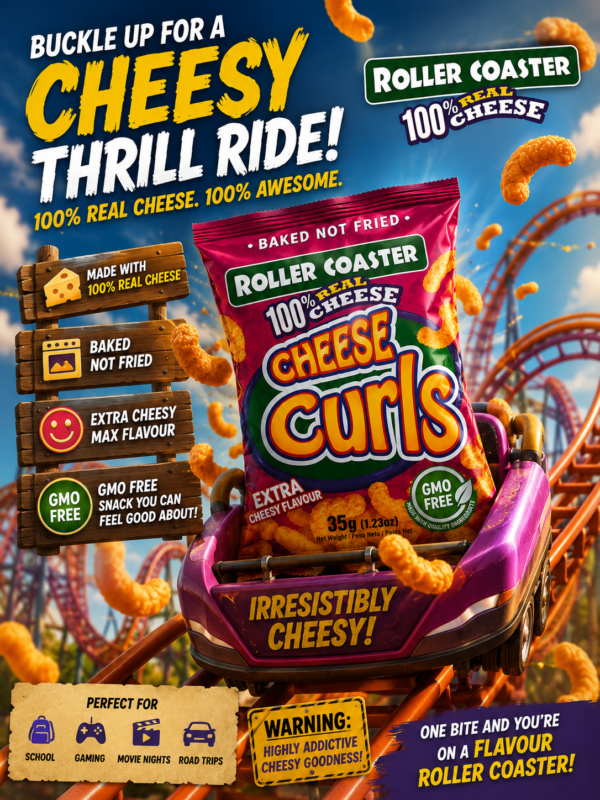 Roller Coaster Cheese Curls 35 grams X 12 units  X 4 packs