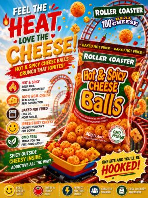 RC Hot & Spicy Roller Coaster Hot and Spicy Cheese Balls 40 grams X 12 units X 4 packs