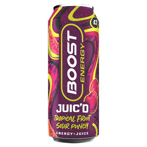 Boost Energy Tropical Fruit Sour Punch 500ml X 12 Tins